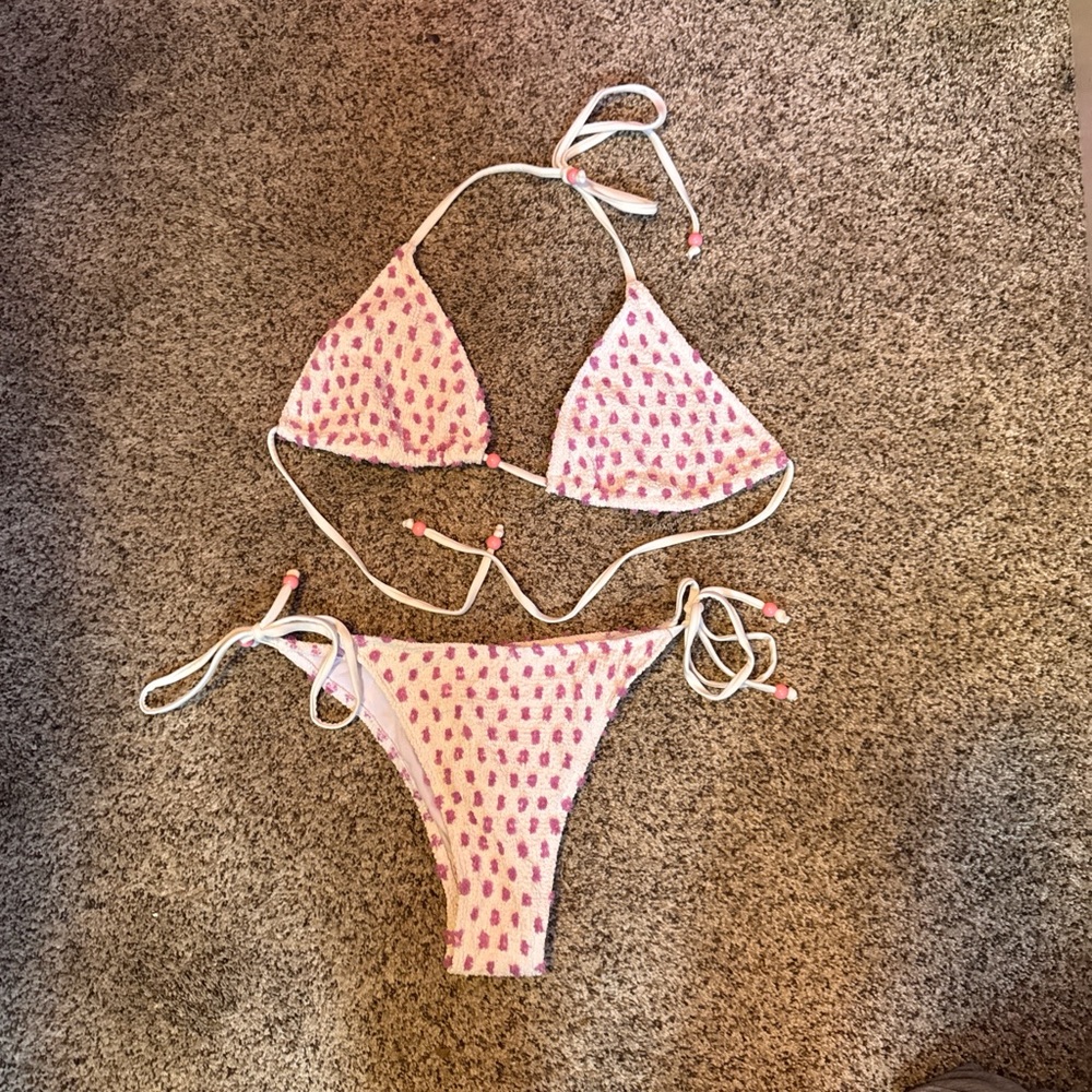 Pink and White Polka Dot Bikini